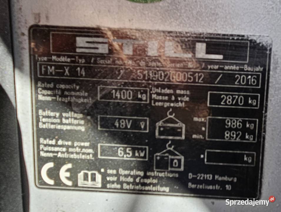 Wózek widłowy boczny Reach Truck STILL FMX14 z elektryczny sprzedam