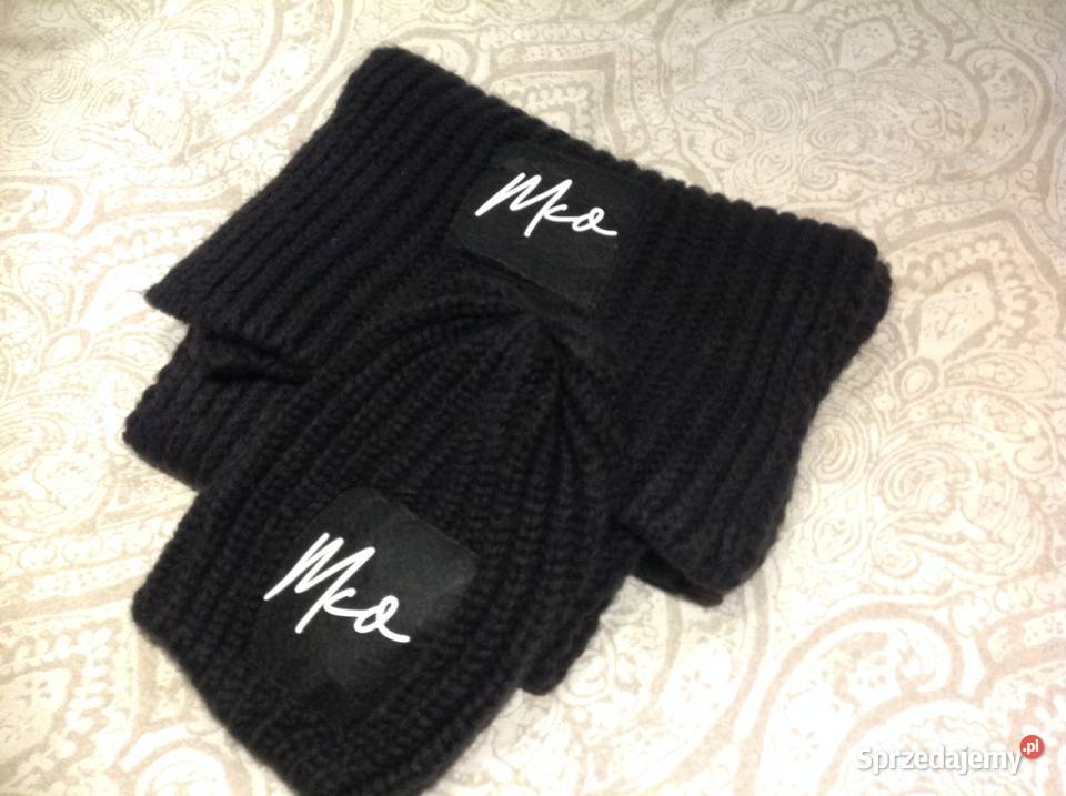 Komplet Damski Czapka z Szalikiem Czarny S M Nowa Sól