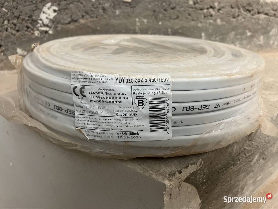 Przewód YDYP 3x25mm2 100m Ruda Śląska sprzedam