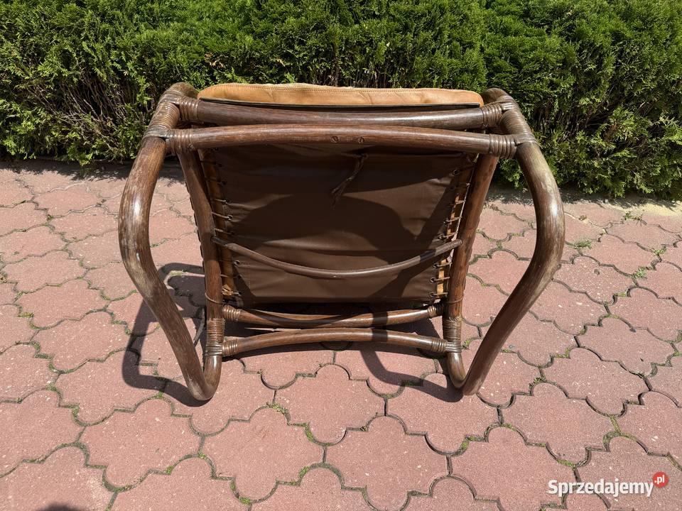 Fotel rattanowy ze skóry do renowacji krzesło Fotele Sulbiny sprzedam