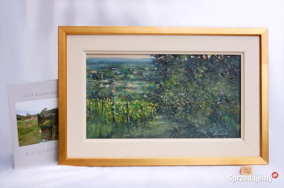 Jacek Kośmiński sad pejzaż obraz olejny złocona wielokolorowy lubelskie Lublin