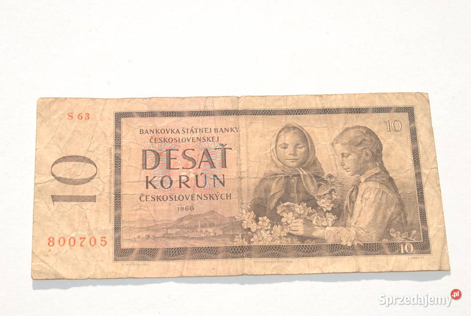 Stary banknot 10 koron Czechosłowacja 1960 antyk Cieszyn