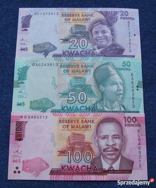 MALAWI Kolekcjonerskie Banknoty Zestaw 3 sztuki Katowice