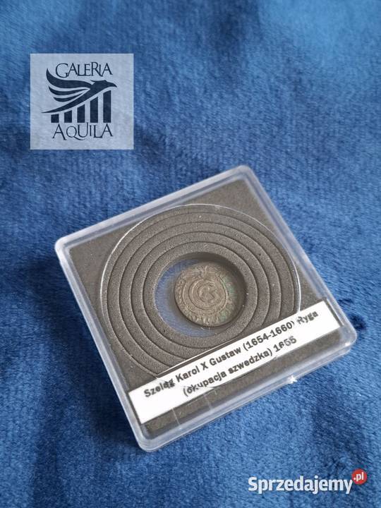 Szeląg miejski Karol X Gustaw Ryga 1655 okupacja Wejherowo