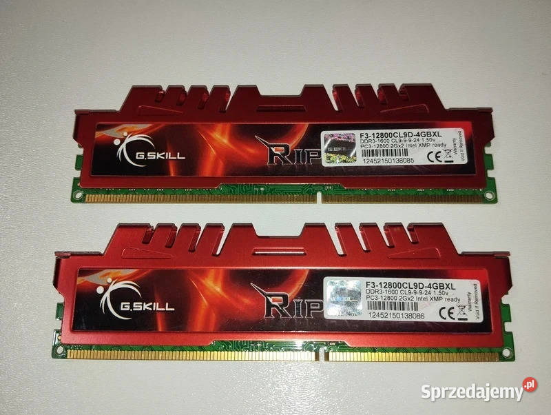Pamięć Ram 8GB 2x4GB DDR31600 cl9 GSKILL Witnica