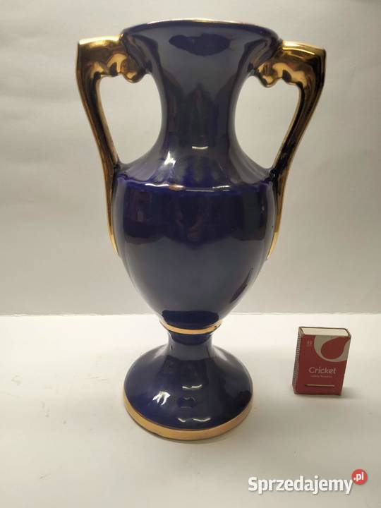 Włoska porcelana kobalt złoto Wazon Gniezno