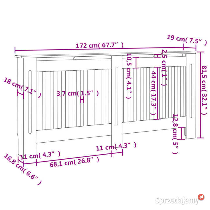 Osłona na kaloryfer czarna 172x19x815 MDF mazowieckie Warszawa sprzedam