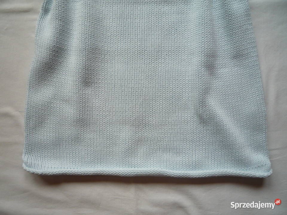 Reserved 36S Błękitny Sweter Bawełna Biały Napis Szczecin