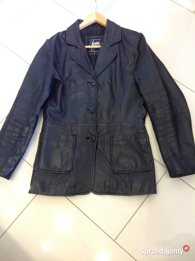 Marynarka Kurtka Skórzana Damska S Czarna skóra Nowa Sól