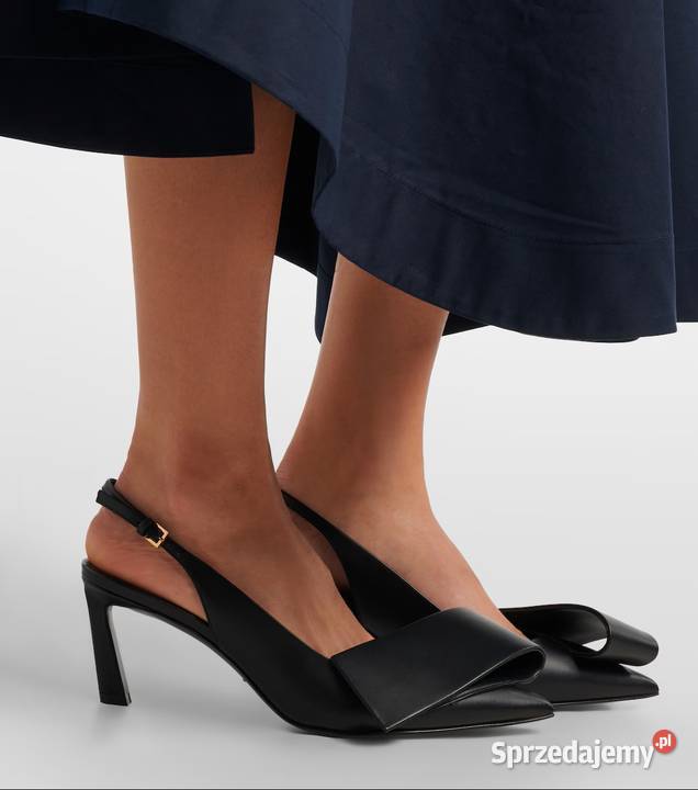 Skórzane czółenka slingback z zapięciem Twisted skóra Czółenka