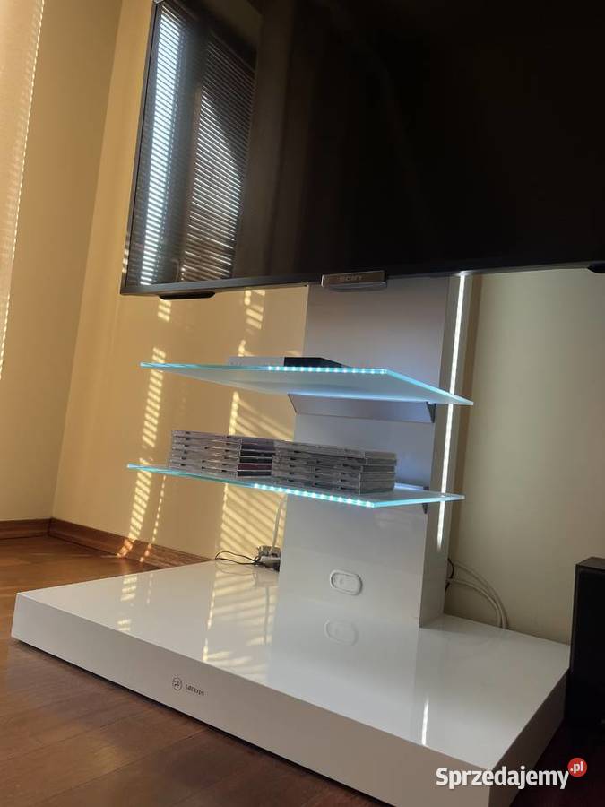 Nowoczesny stolik RTV biały wysoki połysk LED 78cm mazowieckie Hipolitów sprzedam