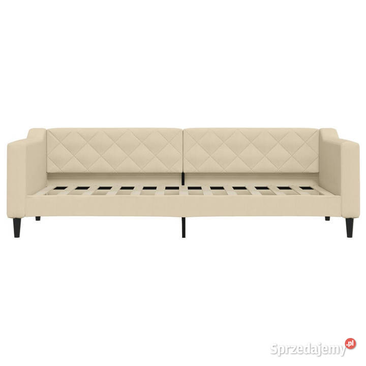 Sofa z funkcją spania kremowa obita tkaniną Warszawa sprzedam