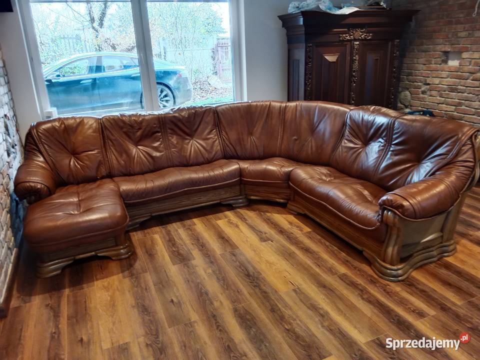 Sofa skórzana duża 120cm mazowieckie Ciechanów
