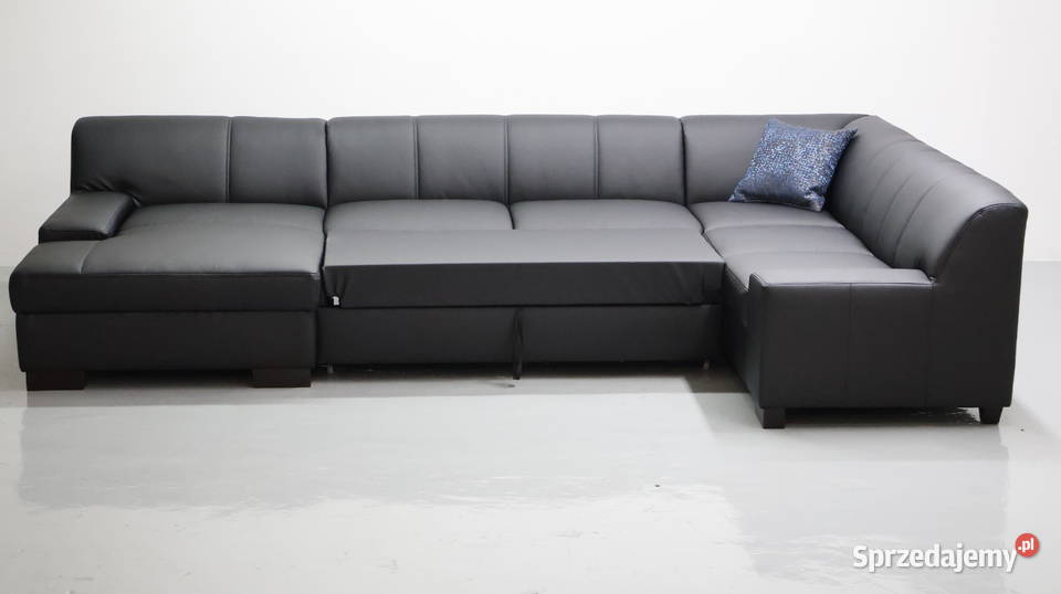 TSD nowy narożnik U funkcją spania czarna eko Poznań