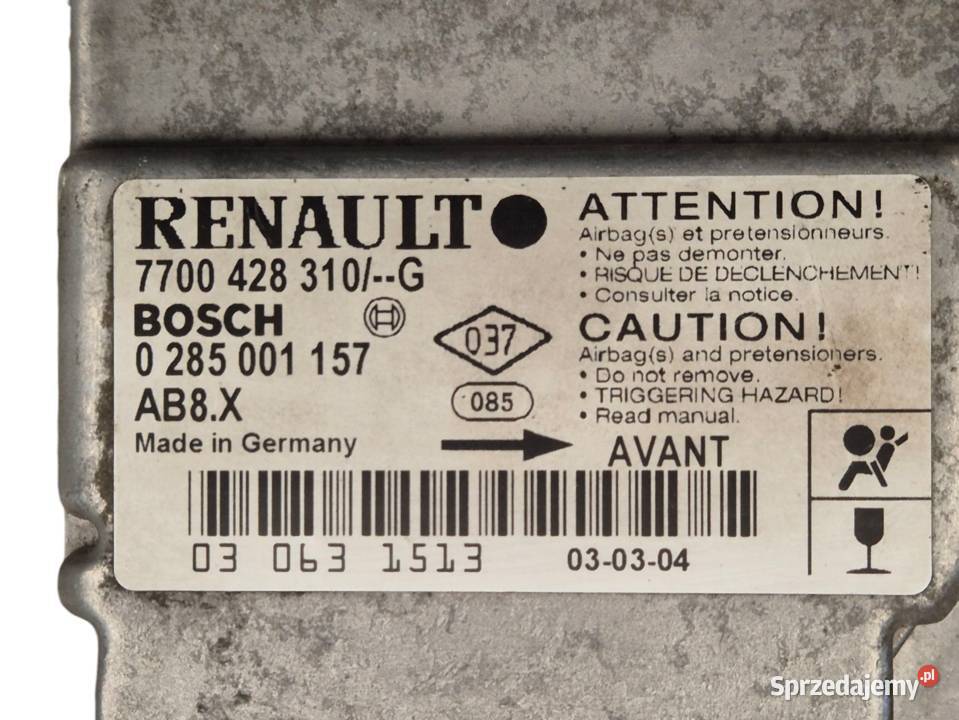 MODUŁ PODUSZEK SENSOR AIRBAG RENAULT THALIA I osobowe Działoszyce