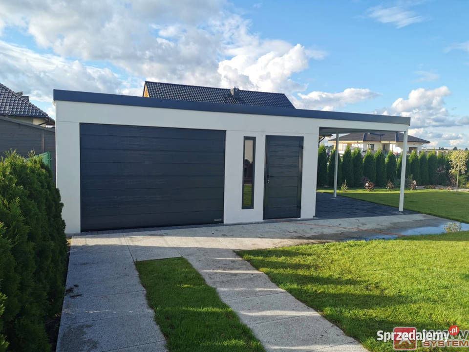 Garaż tynkowany z wiatą śląskie Kaczyce