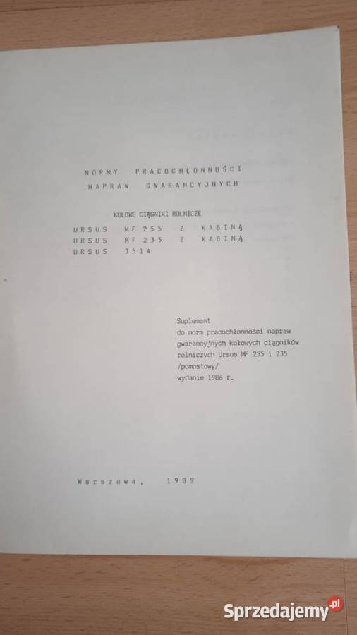 Katalog normy gwarancyjne MF 255 MF235 Ursus Pozostałe lubelskie Lublin