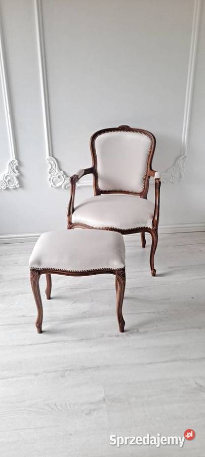 Stylowy jasny kremowy fotel krzesło Ludwik Fotele Szczecin