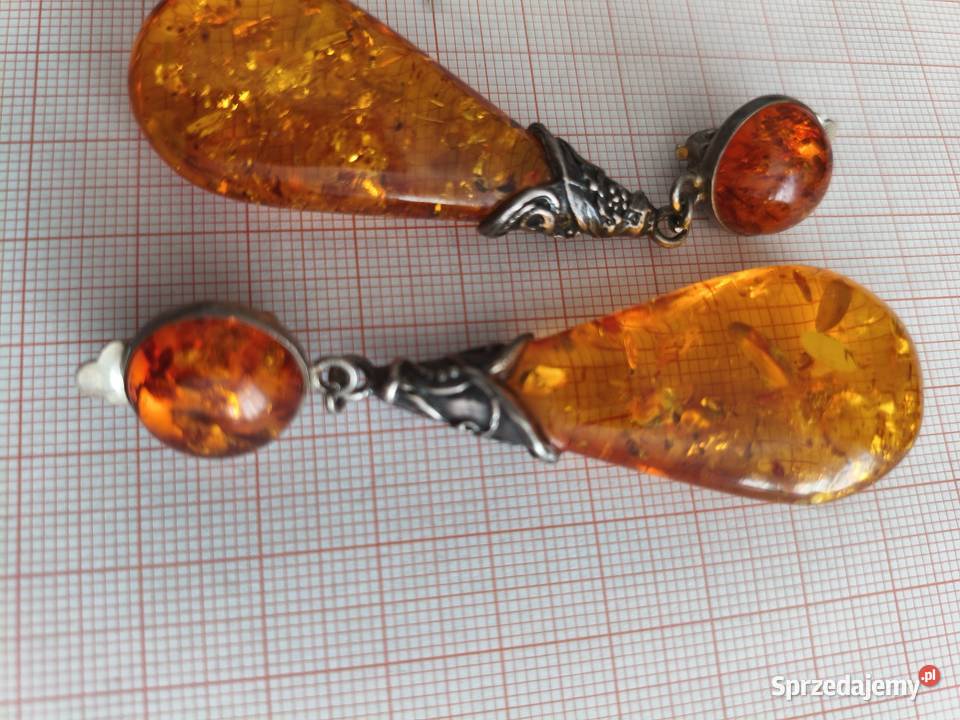 Klipsy Bursztyn Vintage Rękodzieło Białystok
