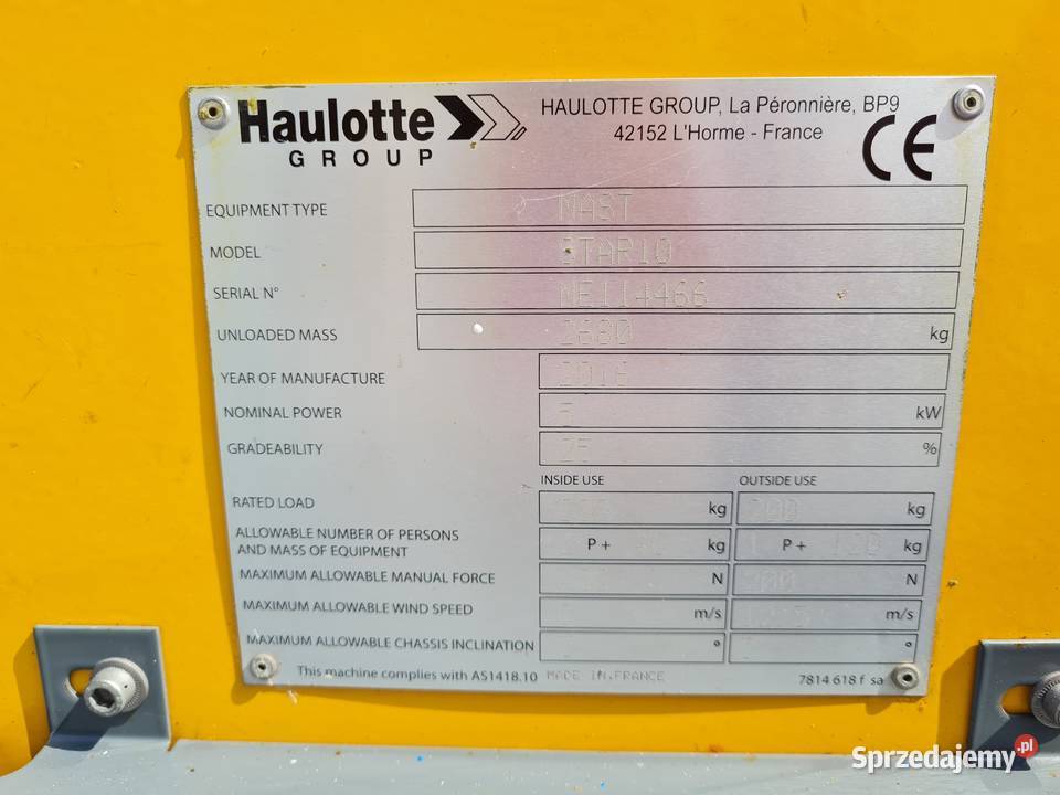 Podnośnik elektryczny teleskopowy Haulotte Star pełny VAT Dźwigi, podnośniki Dąbrowa Tarnowska