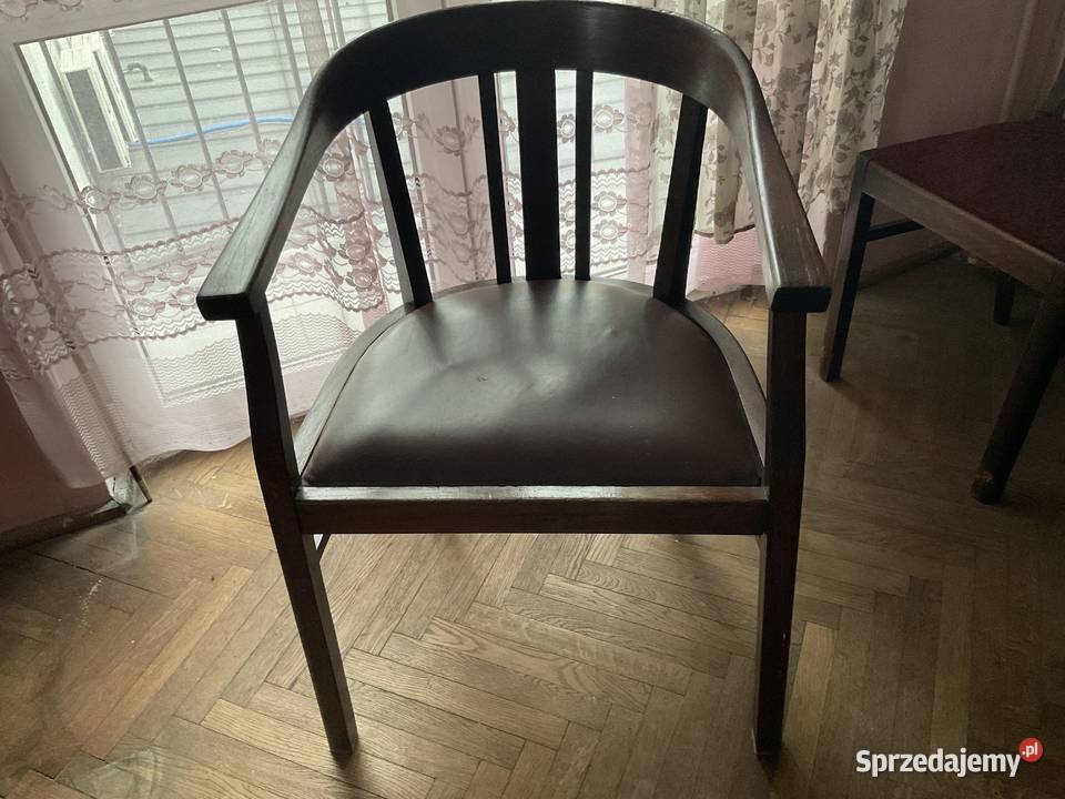 Fotel retro drewniany obicie skóra mazowieckie Warszawa