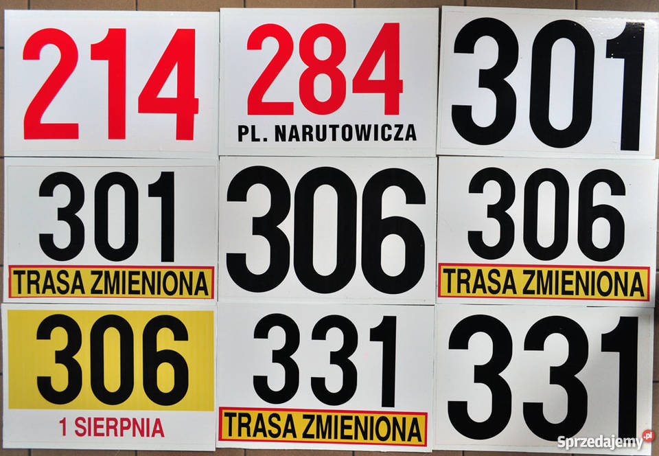 Tablice autobusowe czołowe zbiory na sprzedaż Warszawa