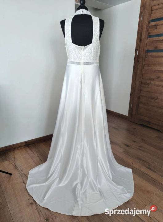 Sukienka ślubna satynowa 44 2XL Bonprix biała Suwałki sprzedam