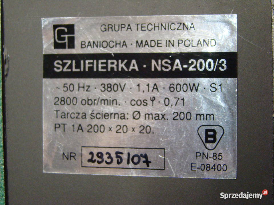Szlifierka stołowa dwutarczowa NSA 2003 600 W Elektryczne Bielsko-Biała