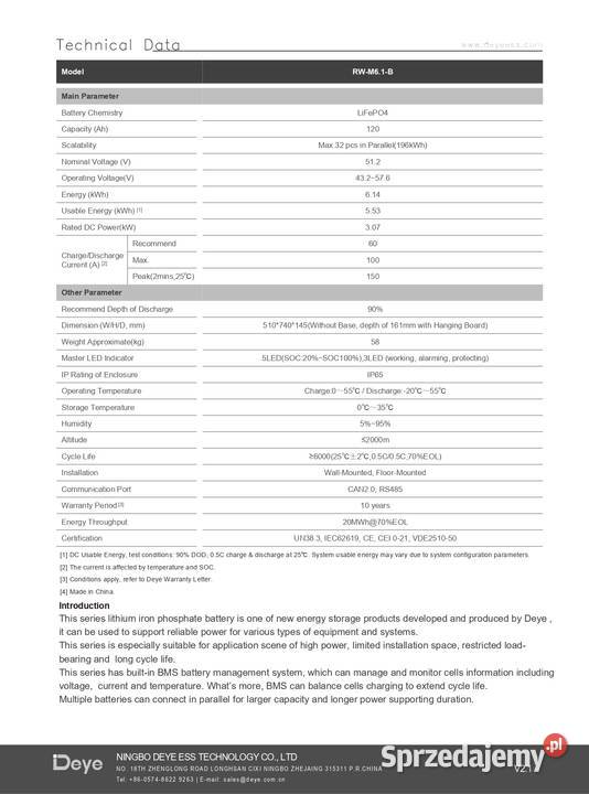 Bateria Magazyn Deye RWM61 614kWh Lublin
