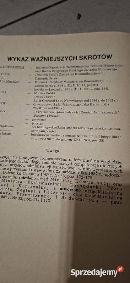 Pierwszy komentarz do Kodeksu Drogowego PRL Antykwariat Łęczyca sprzedam