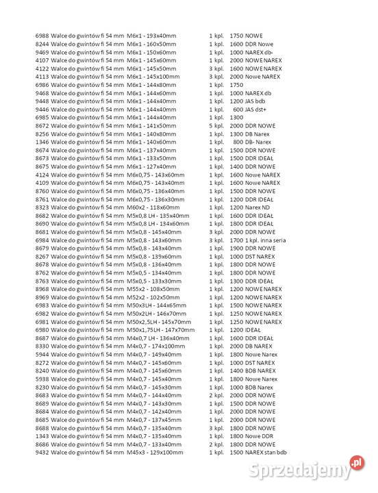 Walce do walcowania gwintów walcarki UPWS8 Kłobuck