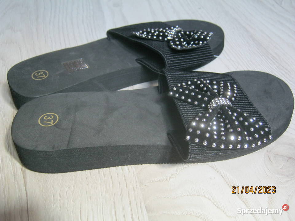 Klapki damskie z blyszczaca kokarda podkarpackie Rzeszów