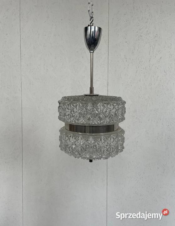 Retro lampa wiszaca z 1966 roku Krysztal metal