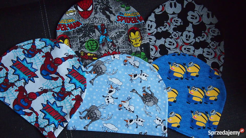 czapeczki dresowe z postaciami z bajek spiderman małopolskie sprzedam
