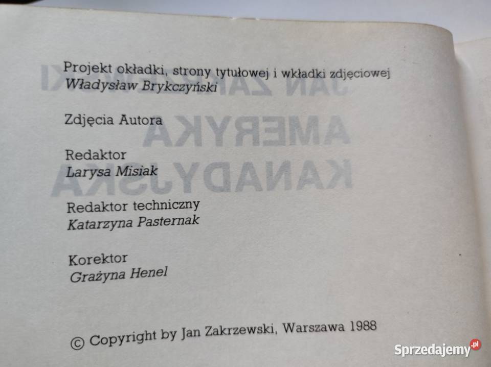 Ameryka kanadyjska Jan Zakrzewski reportaż Kielce sprzedam