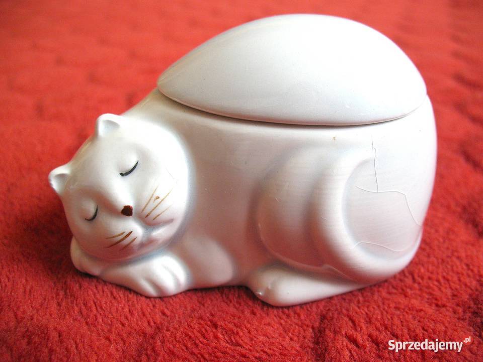 Kot mała szkatułka porcelana 5 x 8 x 5 Siedlce