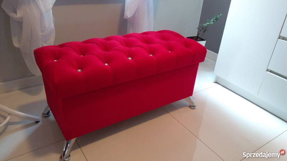 Czerwona NOWA welurowa Pufa otwierana z Warszawa