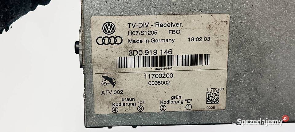 ODTWARZACZ DVD VOLKSWAGEN PHAETON 3D0919146 kujawsko-pomorskie Lipno