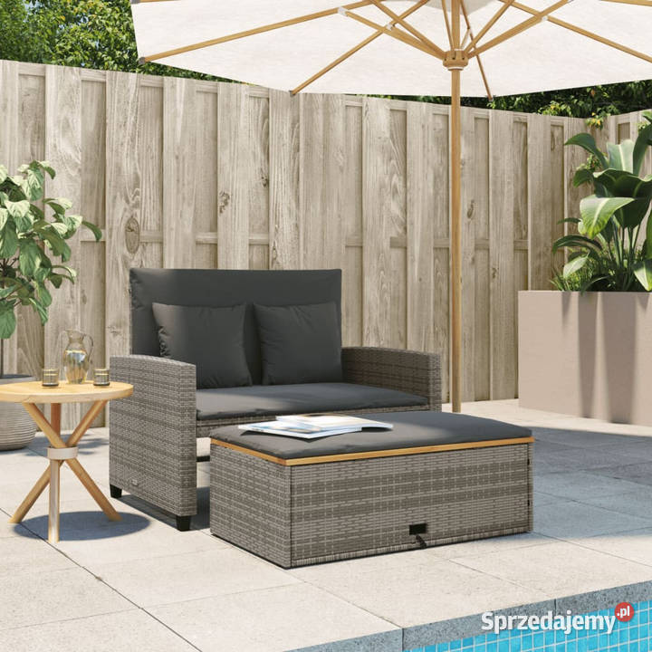 Sofa ogrodowa z poduszkami 2os szara rattan PE i Warszawa sprzedam