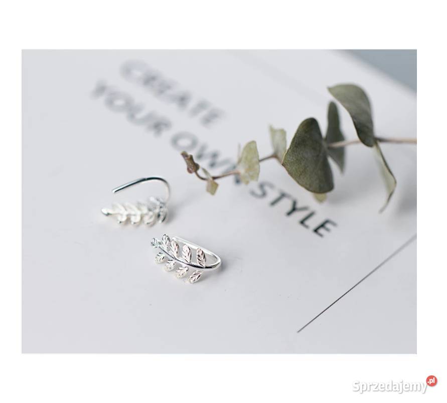 Nowe drobne kolczyki srebrne próba 925 liście Kolczyki Szczecin sprzedam