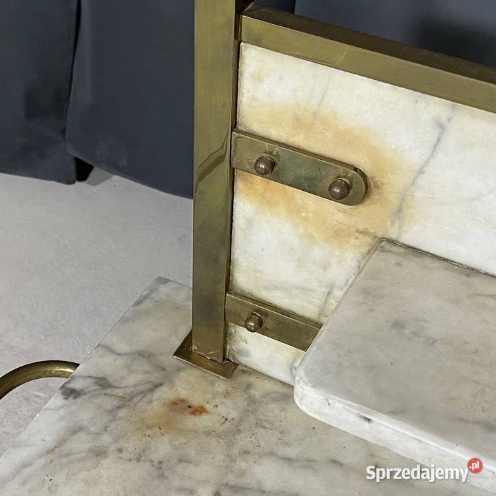 Antyczna konsola etażerka marmurowa z mosiężnym Budno