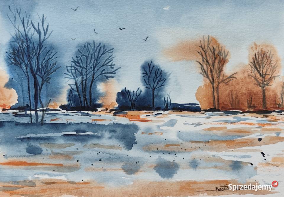 Akwarela Akwarelka Obraz pt Zwiastun Malarstwo Warszawa