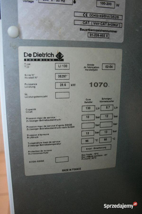 De Dietrich piec olejowy GTU 1204 V 27 kW ERSV13 Zagościniec sprzedam
