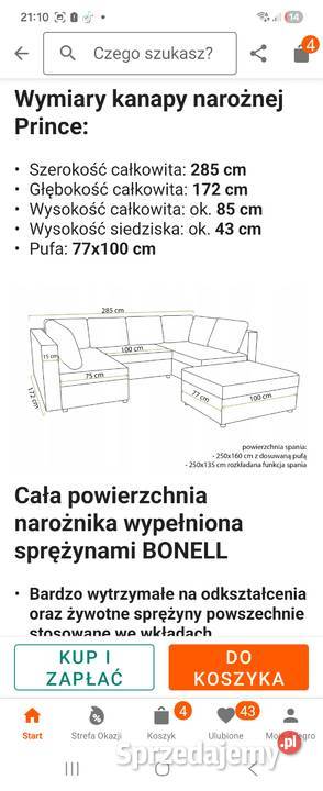 Narożnik z funkcją spania i pufą Częstochowa