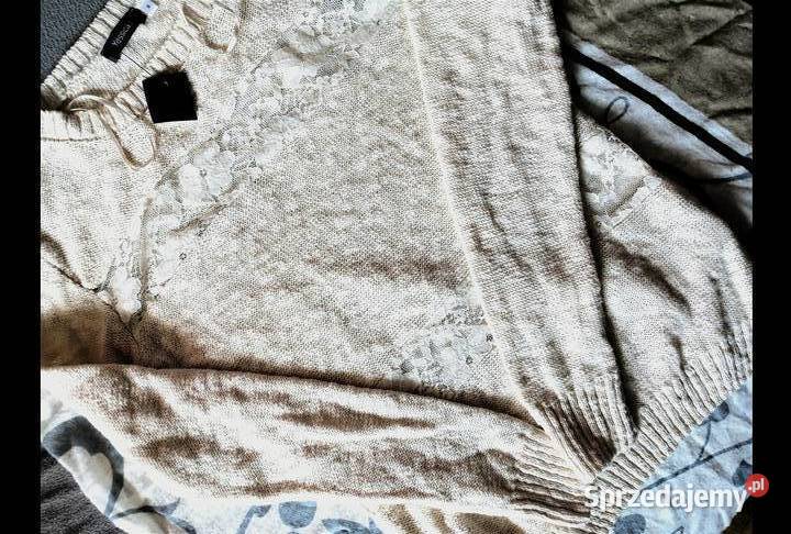 sweter sweterek BAWEŁNA z wstawkami koronkowymi Leszno