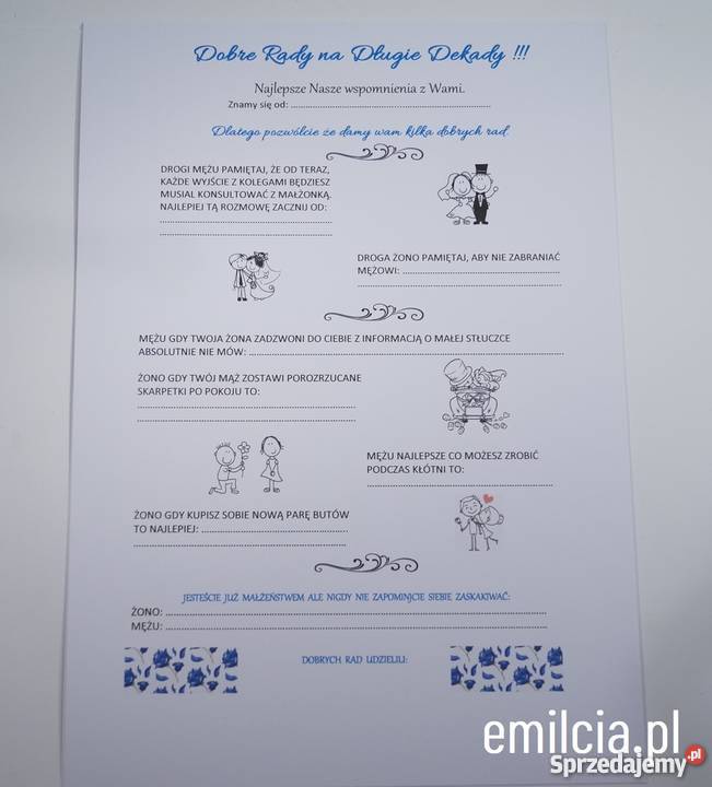 Ankieta Weselna Format A4 Zielona Góra