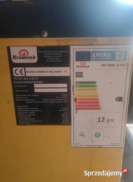 Kocioł grzewczy Krzaczek SKG AGRO 12 kW sprawny Młodocin Mniejszy sprzedam