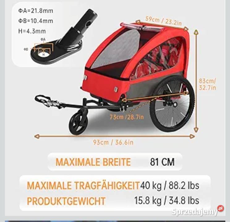 2 w 1 przyczepka dziecięca z amortyzacją Błaszki sprzedam