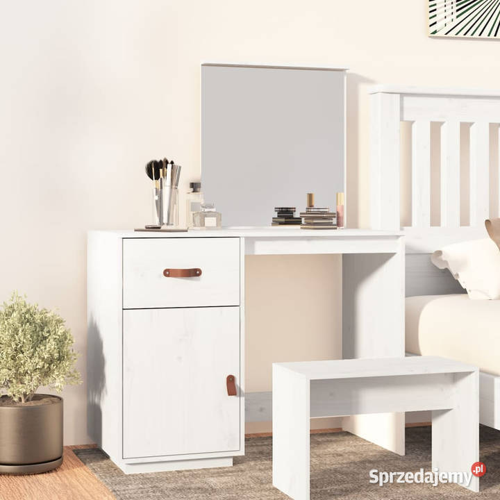Toaletka biała 95x50x134 lite drewno sosnowe Toaletki