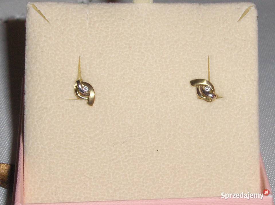 Dwukolorowe złote 585 kolczykiwkręty z łódzkie Łódź